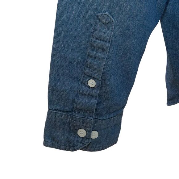 Woodland Creek Men's Denim Long Sleeve Button Down Shirt in Blue, XL - Picture 4 of 7